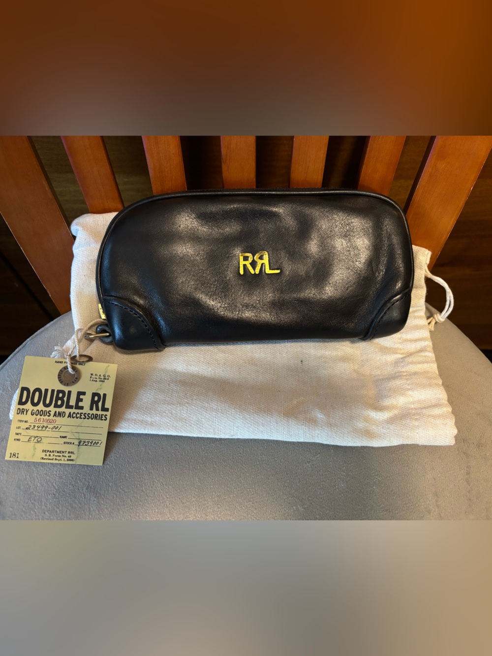 Double RL Large Wallet (Hand Clutch) in Black